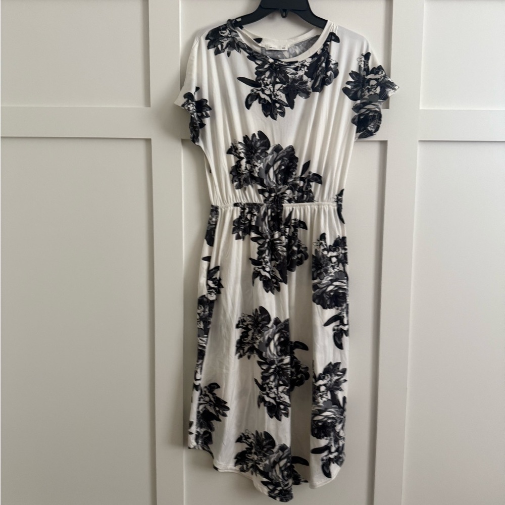 Floral Black and White Dress